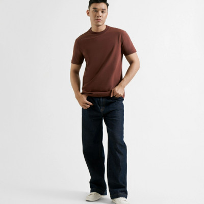 Áo thun nam ROUTINE trơn vải dày mềm co giãn đàn hồi tốt . Form Fitted - 10F24TSS004 | LASTORE MENSWEAR