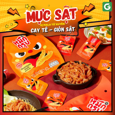 Mực Sật Thái Lan - Snack Konjac SunSu - Cay tê, Giòn Sần Sật, Chuẩn vị Tứ Xuyên - Bịch 6 gói 50g