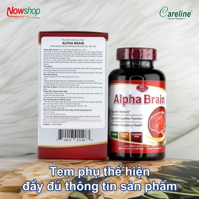 Alpha Brain Olympian Labs hộp 60 viên bổ não giảm đau đầu chóng mặt giảm căng thẳng tăng trí nhớ