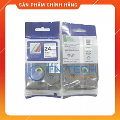 Nhãn In HZE-S251 - Đen nền trắng 24mm x 8m - Dùng cho máy in BROTHER - AIMO - PUTY [Hàng nhập khẩu]