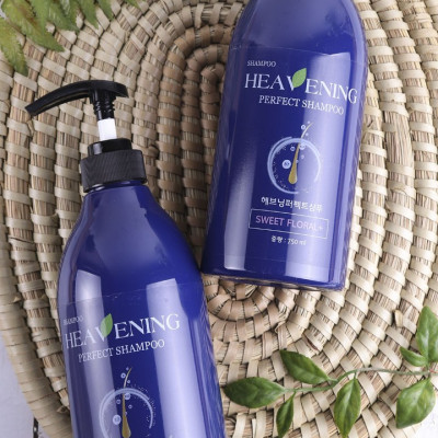 Bộ chăm sóc tóc Dầu Gội & Dầu Xả dưỡng chất suôn mượt Heavening 750ml tặng kèm mũ tắm họa tiết hoa