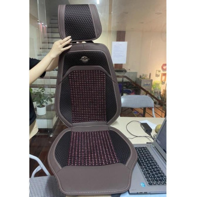 Lót Ghế Hạt Gỗ Ô Tô Phối Da Cao Cấp Libai - Lót Ghế Xe Hơi Chống Nóng, Thoáng Khí, Massage Lưng, Bảo Vệ Da Ghế Xe