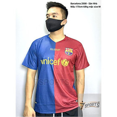 Áo Bóng Đá Retro Barcelona 2008 - Sân Nhà bản cao cấp vải Cotton Polyester