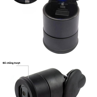 Gạt Tàn Thuốc Đa Năng Xe Hơi Có Đèn Led Xanh Tắt Mở Tự Động Có Thể Làm Thùng Đựng Rác Mini Xe Hơi