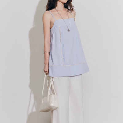 DOTTIE - Áo hai dây phối ren - Xanh biển - T1134