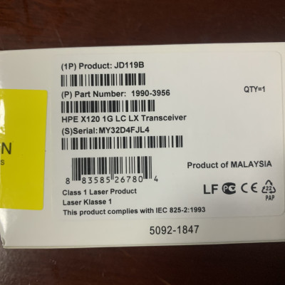 Mô đun quang JD119B HPE X120 1G SFP LC LX Transceiver, 1310nm 10km dual LC hàng nhập khẩu
