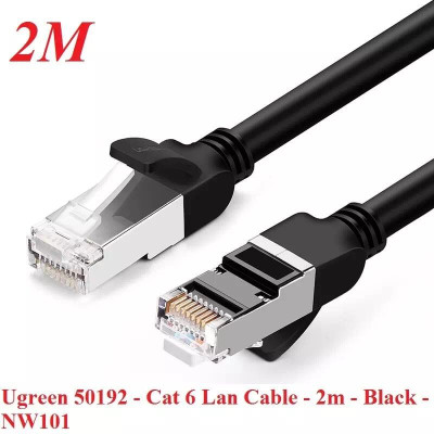 Ugreen UG50192NW101TK 2M màu Đen Cáp mạng LAN CAT 6 Đầu bấm kim loại - HÀNG CHÍNH HÃNG