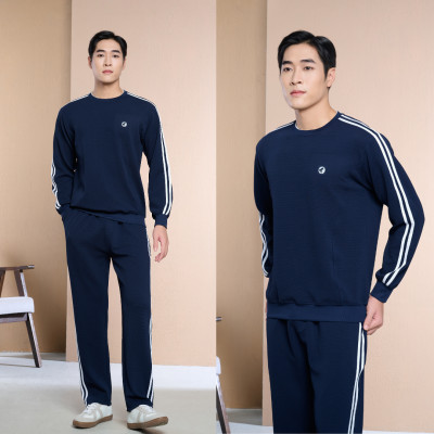 LAROMA Bộ Quần Áo Nỉ Thu Đông Cổ Chui Quần Suôn Cho Nam | Sọc Đôi - Giữ Ấm - Vải Thơm - Kháng Khuẩn - Mềm Mại - Co Dãn