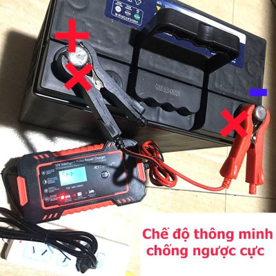 Sạc bình acquy 12V 4Ah-100Ah tự ngắt khi đầy, bảo dưỡng phục hồi ắc quy, khử sunfat chống ngược cực