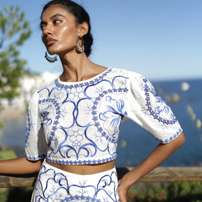 Chân Váy Thêu Cotton Cao Cấp Luna Llena