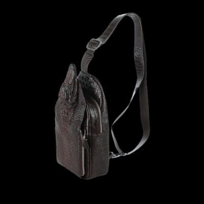 HJ6289-90-91-92 - Túi đeo trước nam da cá sấu Huy Hoàng đầu cá sấu màu đen, nâu đất, vàng bò, nâu đỏ