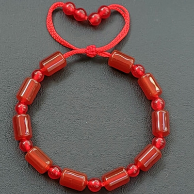 Vòng tay đá thạch anh đỏ đốt trúc phong thủy 8mm cho Nữ làm trang sức