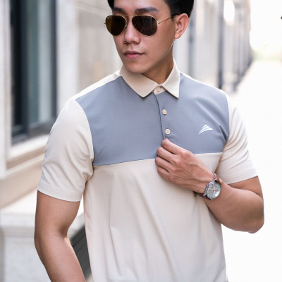 Áo Polo Nam Thể Thao Cổ Sơ Mi ALLPUR CoolMax Siêu Mát - Ngăn mùi - Màu Kem Phối Xám