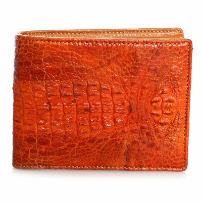 HJ2227 - Bóp nam Huy Hoàng da cá sấu nguyên con nhỏ màu vàng