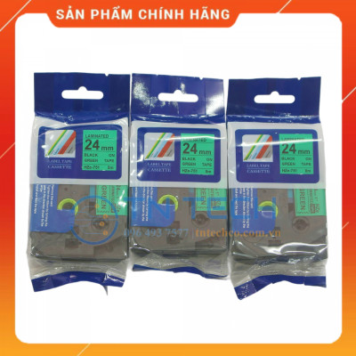 Nhãn In HZE-751 - Đen nền xanh lá 24mm x 8m - Dùng cho máy in BROTHER - AIMO - PUTY [Hàng nhập khẩu]
