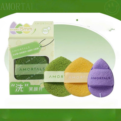 COMBO Hộp 3 Bông Mút Rửa Mặt Amortals, Mút Rửa Mặt Bọt Biển, Làm Sạch Mặt, Bông Mút Hình Giọt Nước - HÀNG CHÍNH HÃNG MINIIN