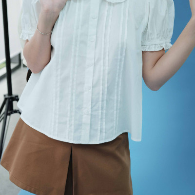 DOTTIE - Váy ngắn xếp ly kèm dây nịt - Nâu - S0290