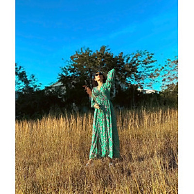 Đầm Midi Dáng Suông Dài Qua Bắp Chân Viscose In Hoa Hà Giang DRE186 Thời trang Hity