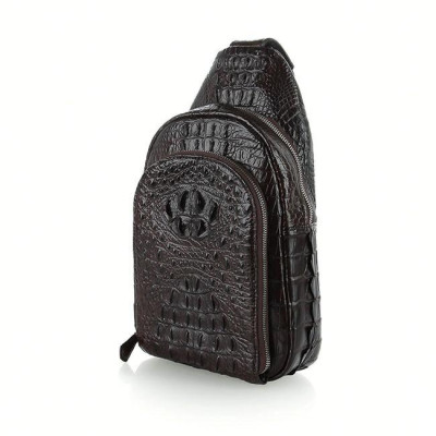 Túi đeo trước nam da cá sấu Huy Hoàng màu nâu đất HC6286