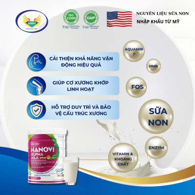 COMBO 3 lon Sữa Non Nanovi Alpha Milk Plus bổ sung Canxi