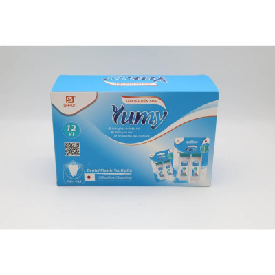 [Lố 12 hộp] Tăm nhựa vỉ 2 hộp chữ nhật YUMY size Z [TN11-125] hộp 140 que