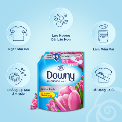 Nước Xả vải DOWNY Hương Nước Nắng Mai Túi 4L