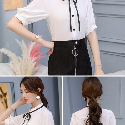 Áo kiểu chất kate lụa tay lỡ cổ trụ thời trang công sở cho phái nữ S45