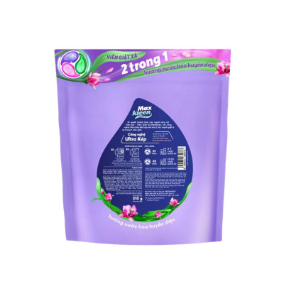 Túi Viên Giặt Xả MaxKleen 2 Trong 1 Hương Nước Hoa Huyền Diệu (34 viên/ túi)