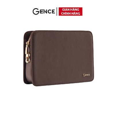 Ví Cầm Tay Clutch Da Nam Hàng Hiệu GENCE CK15 Da Bò Khóa Số Cao Cấp Màu Nâu
