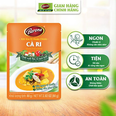 Combo 1 hộp (20 gói) Gia Vị Cà Ri Barona 80g ướp ngon chuẩn vị không cần nêm nếm