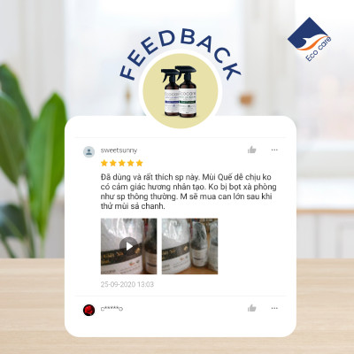 Nước xịt lau bàn ăn hữu cơ Bồ hòn tinh dầu Quế 500ml