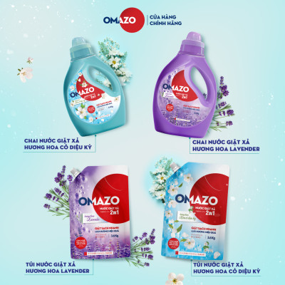Combo 2 Túi Nước Giặt Xả Omazo Đậm Đặc Hương Hoa Cỏ Diệu Kỳ (3.6kg x2)