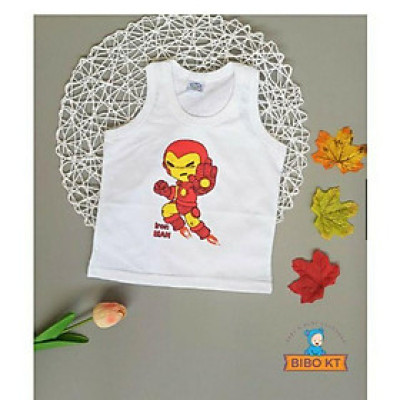 (8-16kg) Áo ba lỗ cotton trắng in hình cho bé - Bibo Kim Thu