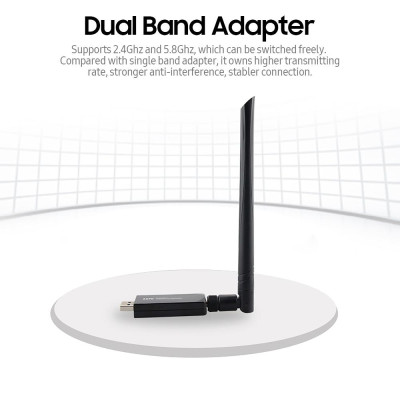 Bộ điều hợp WiFi ZAPO BT 4.1 USB cho PC WiFi  băng tần kép Dongle với độ bảo mật cao / độ lợi cao có thể tháo rời