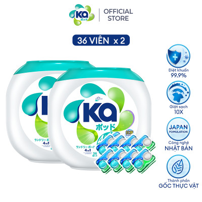 Combo 2 Hộp Viên Giặt Xả Đa Năng 4 Trong 1 KA Universal (36 Viên/ Hộp)