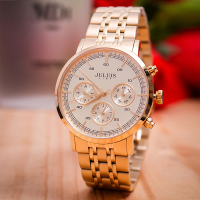 Đồng hồ nam nữ Julius JS-061 dây thép mặt tròn
