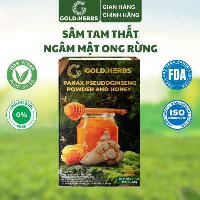 Sâm tam thất ngâm mật ong rừng GoldzHerbs, 100% mật ong nguyên chất – Hũ 300g/ Hộp 15 gói