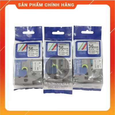 [Combo 5 hộp] Nhãn In đa lớp Tz2-m961 - Đen nền bạc 36mm x 8m - Hàng nhập khẩu