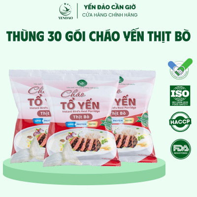 Yến Đảo - Thùng 30 Gói Cháo Yến Thịt Bò Thơm Ngon Tiện Dụng Giàu Dinh Dưỡng Cho Mọi Nhà