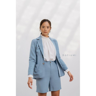 Baciami-Áo Trắng Cổ Lọ Nhún Bèo