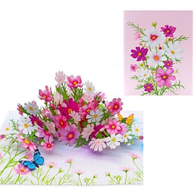 Thiệp 3D Pop Up Hoa Cánh Bướm (Cosmos) – Thiệp Hoa Chúc Mừng, Sinh Nhật, Lãng Mạn, F42