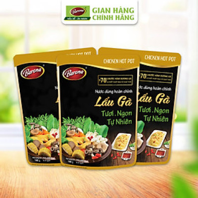 Combo 3 gói Nước dùng Lẩu Gà Barona 140g tươi ngon chuẩn vị không cần nêm nếm
