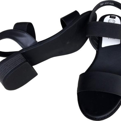 Giày sandal nữ Trường Hải gót vuông 4cm màu đen đế cao su mềm dẻo chống trơn thời trang cao cấp XDN236
