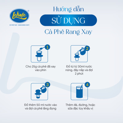 Cà phê rang xay Bình Minh Lekofe 100% Robusta Đắng đậm chát nhẹ Túi 1000gram