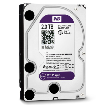 Ổ Cứng Camera WD Purple 2TB/64MB/3.5 IntelliPower - WD20PURZ - Hàng Chính Hãng