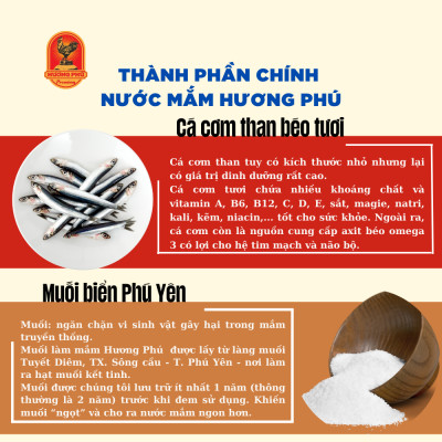 Nước mắm cá cơm Hương Phú 20 độ đạm 500ML - Thùng 12 chai - Hàng Chính Hãng