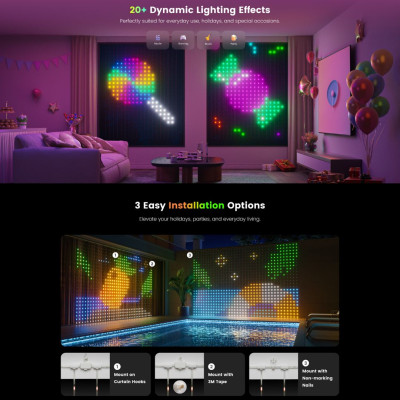 Đèn rèm trang trí Yeelight Curtain Light - 16 triệu màu, Đồng bộ nhạc, Nhiều hiệu ứng - Hàng chính hãng