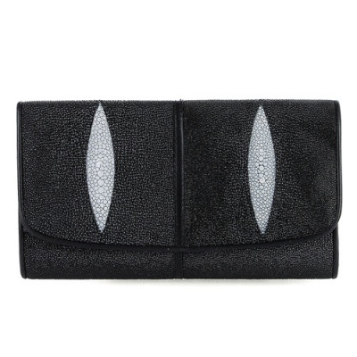 HJ3501-02-03-04 - Ví nữ da cá đuối Huy Hoàng 1 sọc màu trắng đen