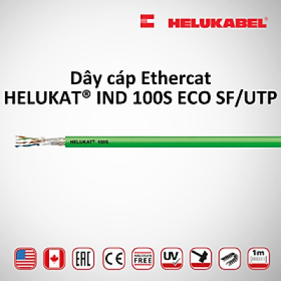 Dây cáp mạng Ethernet HELUKAT IND 100S ECO SF/UTP PUR | Green | 2 x 2 x AWG 26 /19 