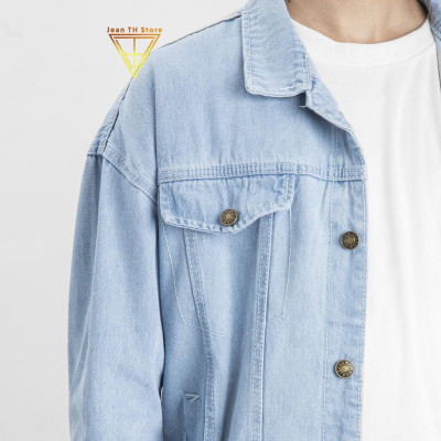 Áo khoác jean nam đắp hình Why màu xanh cơ bản năng động